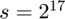 $s = 2^{17}$